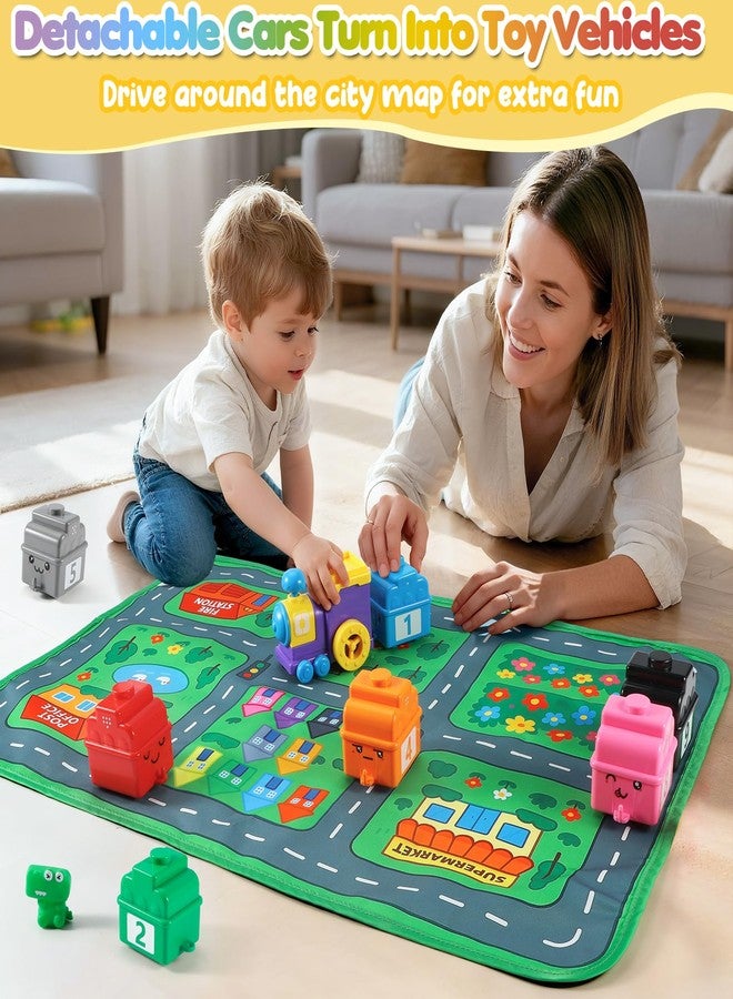 URMYWO Learning Toys for 1 2 3 Years Old Boy Girl, Toddler Montessori Toys, Train Set with 10 Finger Puppets & Play Mat, Counting, Matching & Sorting, Gifts for Kid Toddler Christmas Stocking Stuffers - Image 4